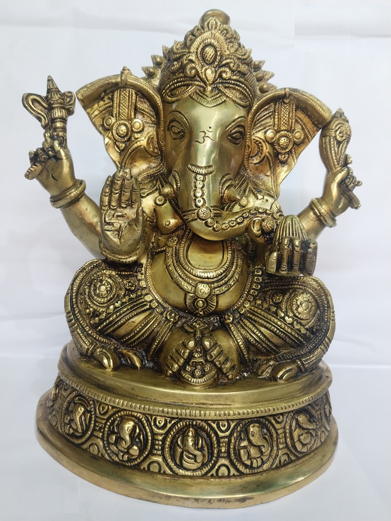 Brass Finish Lord Ganesh Ji